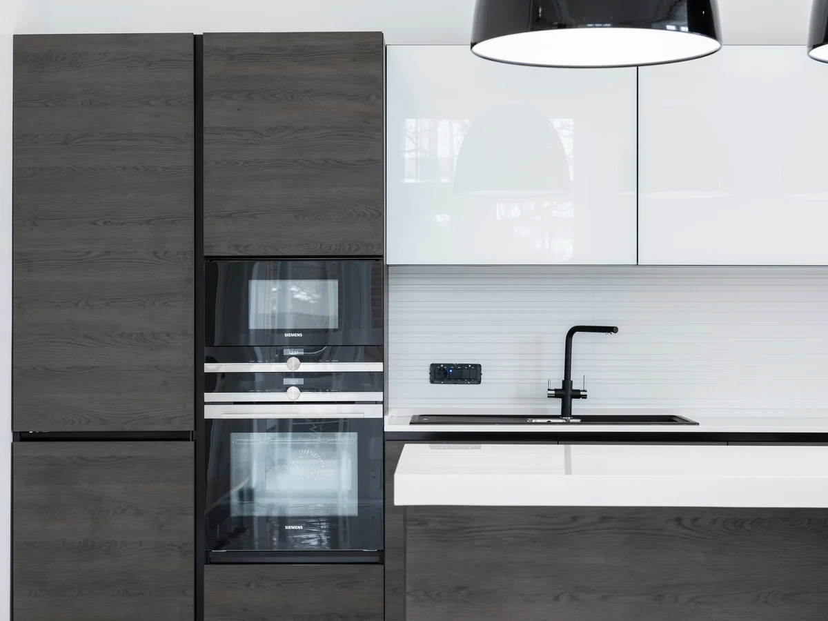 Dark grey wood kitchen cabinet painting in Beaconsfield, painted solid wood doors